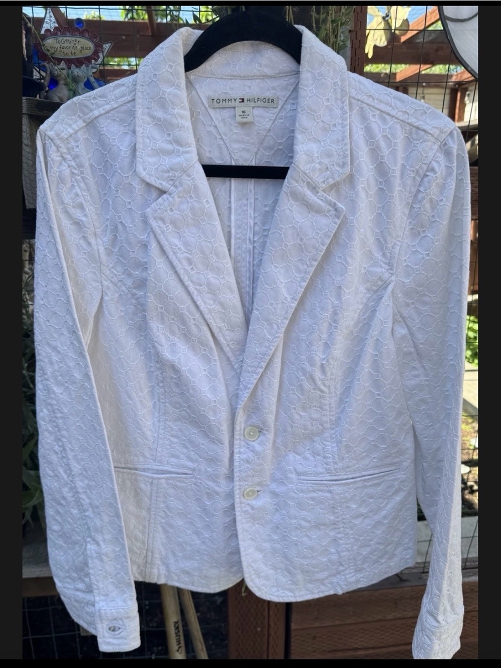 Tommy Hilfiger White Eyelet Tailored Blazer Size XL